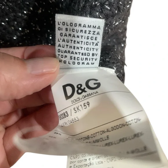 Dolce & Gabbana grey knit sequin cropped cardigan w/houndstooth pockets size L - Picture 7 of 7